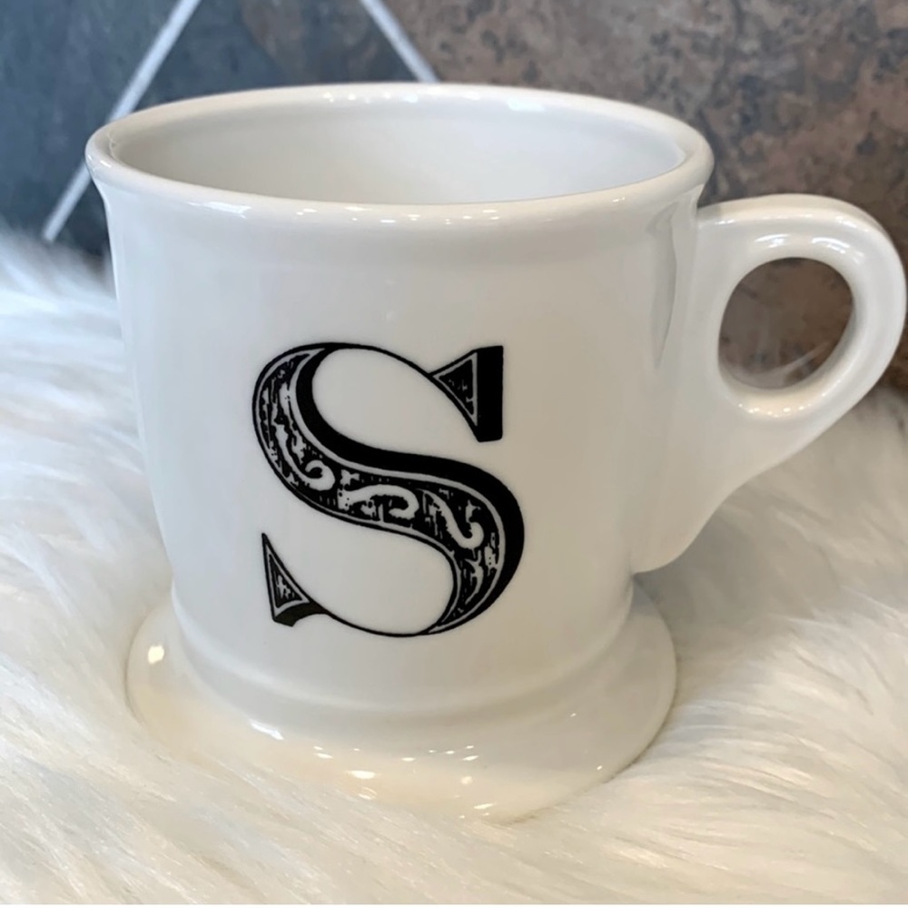 Anthropologie “S” Monogram Mug- Shaving Style Mug